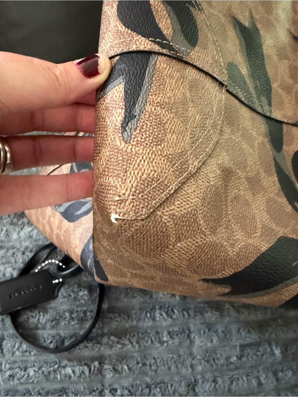 Coach Tan and Black Bow Logo Tote with Black Accents - Picture 7 of 10